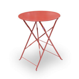 Sweeek. Folding Metal Bistro Garden Table Diam.60 X 70Cm 2 Chairs Emilia Terracotta 60X60X71 Cm - thumbnail 9
