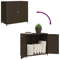 Walplus Garden Storage Cabinet Brown 83X45X76 Cm Poly Rattan - thumbnail 9