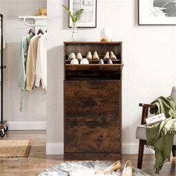 3 Flip Drawers Organiser Shoe Rack Shoe Storage Cabinet Wood Stand Cupboard Unit - thumbnail 1