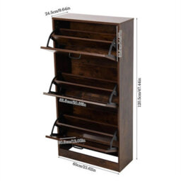 3 Flip Drawers Organiser Shoe Rack Shoe Storage Cabinet Wood Stand Cupboard Unit - thumbnail 2