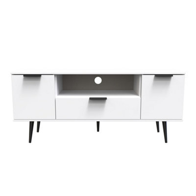 Fuji 2 Door 1 Drawer Wide Tv Unit In White Matt (Ready Assembled) - image 1