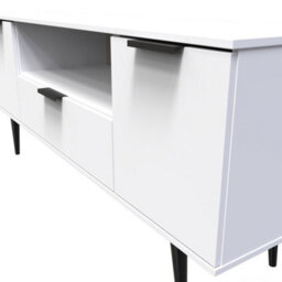 Fuji 2 Door 1 Drawer Wide Tv Unit In White Matt (Ready Assembled) - thumbnail 4