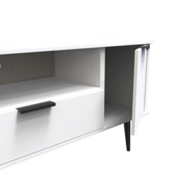 Fuji 2 Door 1 Drawer Wide Tv Unit In White Matt (Ready Assembled) - thumbnail 6