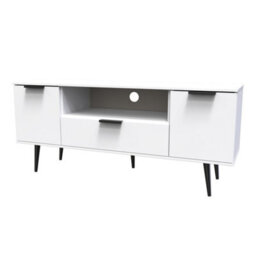 Fuji 2 Door 1 Drawer Wide Tv Unit In White Matt (Ready Assembled) - thumbnail 3