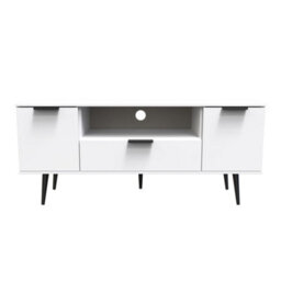 Fuji 2 Door 1 Drawer Wide Tv Unit In White Matt (Ready Assembled) - thumbnail 1