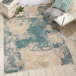 Ivory/teal Modern Abstract Luxurious Easy To Clean Rug For Living Room And Bedroom-117Cm X 178Cm - thumbnail 3