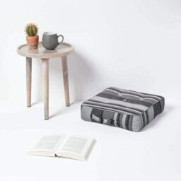 Homescapes Morocco Striped Cotton Floor Cushion Grey - thumbnail 2