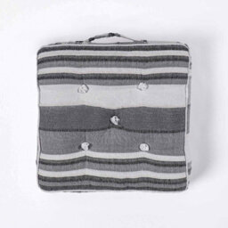 Homescapes Morocco Striped Cotton Floor Cushion Grey - thumbnail 3