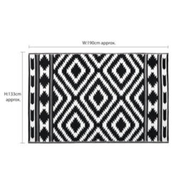 Jvl Lightweight Reversible Plastic Woven Outdoor Rug, 133X190Cm, Aztec - thumbnail 3