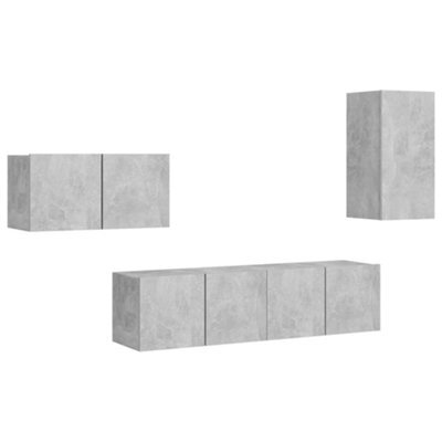 Berkfield Practical 4 Piece Tv Cabinet Set Concrete Grey Engineered Wood - image 1