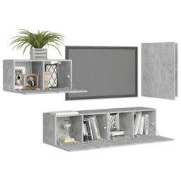 Berkfield Practical 4 Piece Tv Cabinet Set Concrete Grey Engineered Wood - thumbnail 3