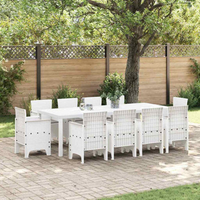 Berkfield Garden Dining Set 11 Pcs White Polt Rattan - image 1