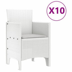 Berkfield Garden Dining Set 11 Pcs White Polt Rattan - thumbnail 5