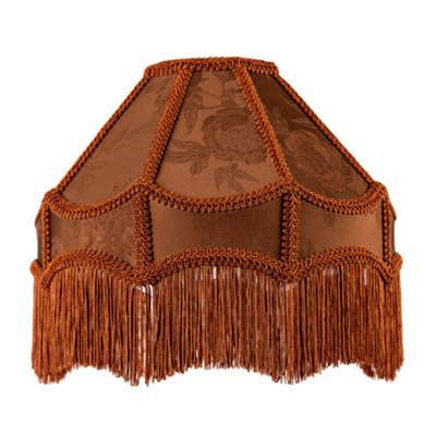 Happy Homewares Brown Faux Silk Victorian Lampshade With Floral Decor And Long Tassels - image 1