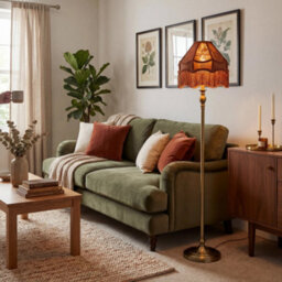 Happy Homewares Brown Faux Silk Victorian Lampshade With Floral Decor And Long Tassels - thumbnail 6