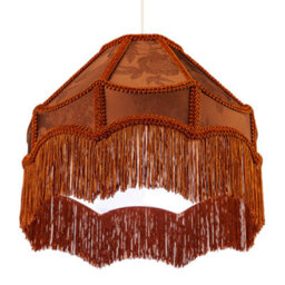 Happy Homewares Brown Faux Silk Victorian Lampshade With Floral Decor And Long Tassels - thumbnail 4