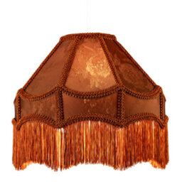 Happy Homewares Brown Faux Silk Victorian Lampshade With Floral Decor And Long Tassels - thumbnail 2
