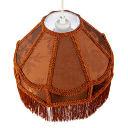 Happy Homewares Brown Faux Silk Victorian Lampshade With Floral Decor And Long Tassels - thumbnail 3