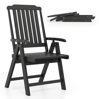 Gainoom Foldable Gray Patio Chair All-Weather Hdpe Outdoor Dining Chair - image 1