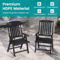Gainoom Foldable Gray Patio Chair All-Weather Hdpe Outdoor Dining Chair - thumbnail 6