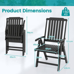 Gainoom Foldable Gray Patio Chair All-Weather Hdpe Outdoor Dining Chair - thumbnail 2