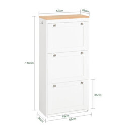 Sobuy Fsr144-Nw,shoe Cabinet 3 Drawers Storage Organizer,wood Effect,w53Xd24Xh115 - thumbnail 3