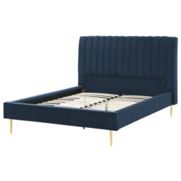 Beliani Bed Velvet Marville 140 X 200 Cm (Eu Double) Dark Blue - thumbnail 4