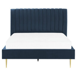 Beliani Bed Velvet Marville 140 X 200 Cm (Eu Double) Dark Blue - thumbnail 5