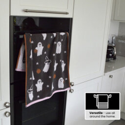 Allure Bath Fashions Luxury Ghosties Halloween Hand Towel - 100% Cotton Spooky Tea Towel - thumbnail 4