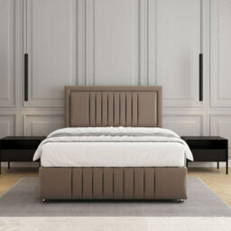 REGIONAL FURNISHINGS Mink Plush Velvet Upholstered Divan Bed Set 24Inch Headboard & Footboard & Mattress No Drawers In 3Ft 4Ft 4Ft6 5Ft 6Ft Sizes - thumbnail 3