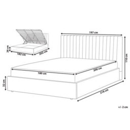 Beliani Ottoman Bed Velvet Vion 180 X 200 Cm (Eu Super King) Grey - thumbnail 3