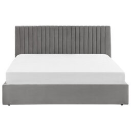 Beliani Ottoman Bed Velvet Vion 180 X 200 Cm (Eu Super King) Grey - thumbnail 6