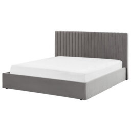 Beliani Ottoman Bed Velvet Vion 180 X 200 Cm (Eu Super King) Grey - thumbnail 5