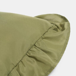 Ohs 2 X Plain Faux Linen Frill Cushion Covers - Olive - thumbnail 6