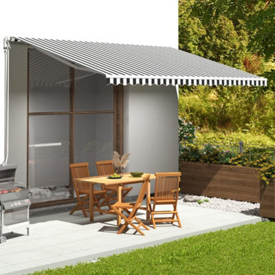 Walplus Replacement Fabric For Awning Garden Sun Shade Canopy Gazebo For Back Door, Porch, Patio Anthracite And White 5X3 M - image 1