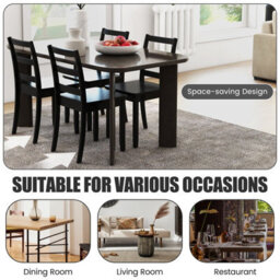 Gainoom Kitchen Black Dining Chairs Set Of 4 Ladder Back Side Chairs Armless Chairs - thumbnail 8