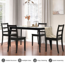 Gainoom Kitchen Black Dining Chairs Set Of 4 Ladder Back Side Chairs Armless Chairs - thumbnail 4