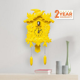 Walplus Yellow Vintage Cuckoo Wall Clock - Swinging Pendulum, And Classic Design Wall Clock For Bedroom, Livingroom And Kitchen - thumbnail 2
