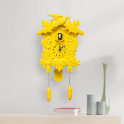 Walplus Yellow Vintage Cuckoo Wall Clock - Swinging Pendulum, And Classic Design Wall Clock For Bedroom, Livingroom And Kitchen