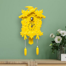 Walplus Yellow Vintage Cuckoo Wall Clock - Swinging Pendulum, And Classic Design Wall Clock For Bedroom, Livingroom And Kitchen - thumbnail 3