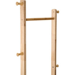 Living And Home Natural Colour Rubberwood Freestanding Clothes Rack 5 Hooks Double Storage Shelves - thumbnail 7