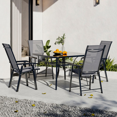 Breeins 5 Piece Outdoor Furniture Set Dining Set Square Garden Umbrella Table And Folding Chairs For Garden Lounge Balcony - image 1
