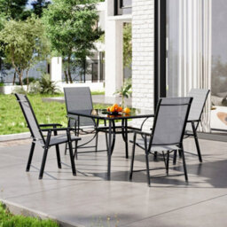 Breeins 5 Piece Outdoor Furniture Set Dining Set  Square Garden Umbrella Table And Folding Chairs For Garden Lounge Balcony - thumbnail 2