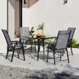 Breeins 5 Piece Outdoor Furniture Set Dining Set  Square Garden Umbrella Table And Folding Chairs For Garden Lounge Balcony - thumbnail 1