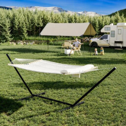 Hammock With Stand, V-Shaped Spread Bar, 450Lbs Capacity, Padded Hammock With Carry Bag, For Patio Backyard Poolside - thumbnail 5