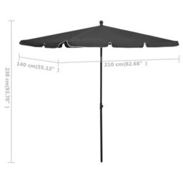 Berkfield Durable Garden Parasol With Pole 210X140 Cm Anthracite - thumbnail 6