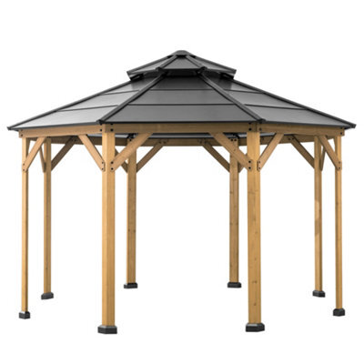 Sunjoy Outdoor Cedar Wood Gazebo Eggi - 395Cm X 395Cm, Anthracite - image 1