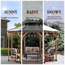 Sunjoy Outdoor Cedar Wood Gazebo Eggi - 395Cm X 395Cm, Anthracite - thumbnail 2