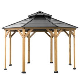Sunjoy Outdoor Cedar Wood Gazebo Eggi - 395Cm X 395Cm, Anthracite - thumbnail 1