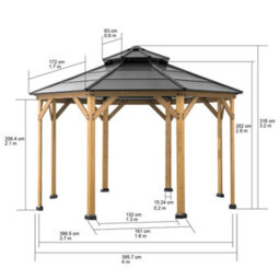 Sunjoy Outdoor Cedar Wood Gazebo Eggi - 395Cm X 395Cm, Anthracite - thumbnail 8